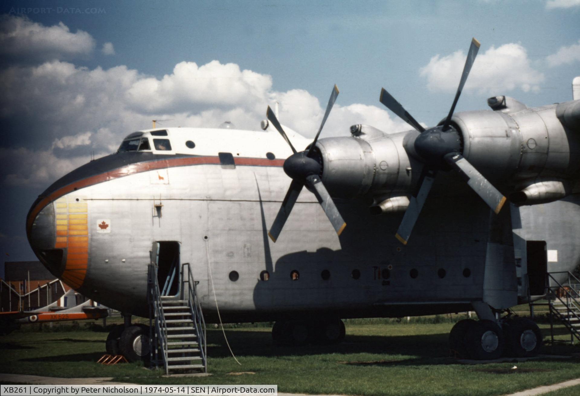 XB261, 1955 Blackburn Beverley C.1 C/N 1004, The Historic Aircraft Museum at Southend Airport contained this Beverley C.1 in 1974; it was scrapped in 1989, but the cockpit preserved.