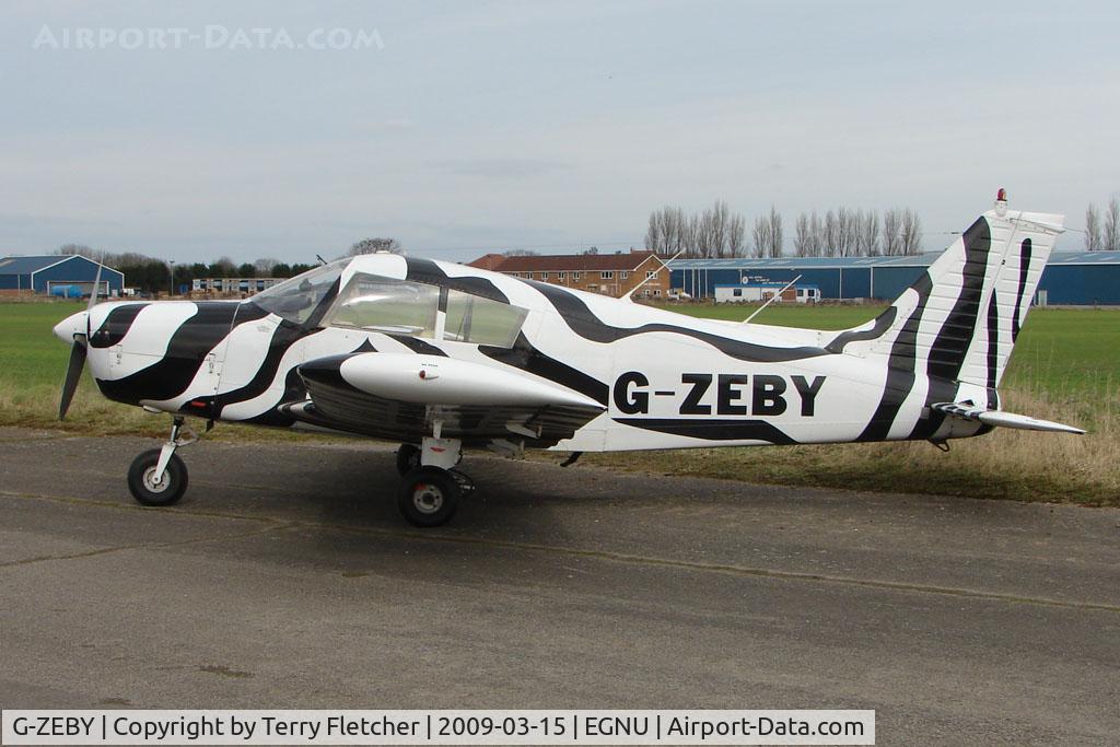 G-ZEBY, 1973 Piper PA-28-140 Cherokee E C/N 28-7325240, Piper PA-28-140 at  Full Sutton - in appropriate Zebra colour scheme