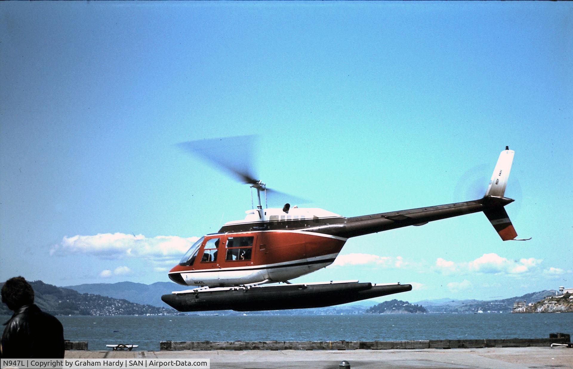 N947L, 1978 Bell 206B C/N 2418, Taken in San Francisco CA doing flights round Alcatraz