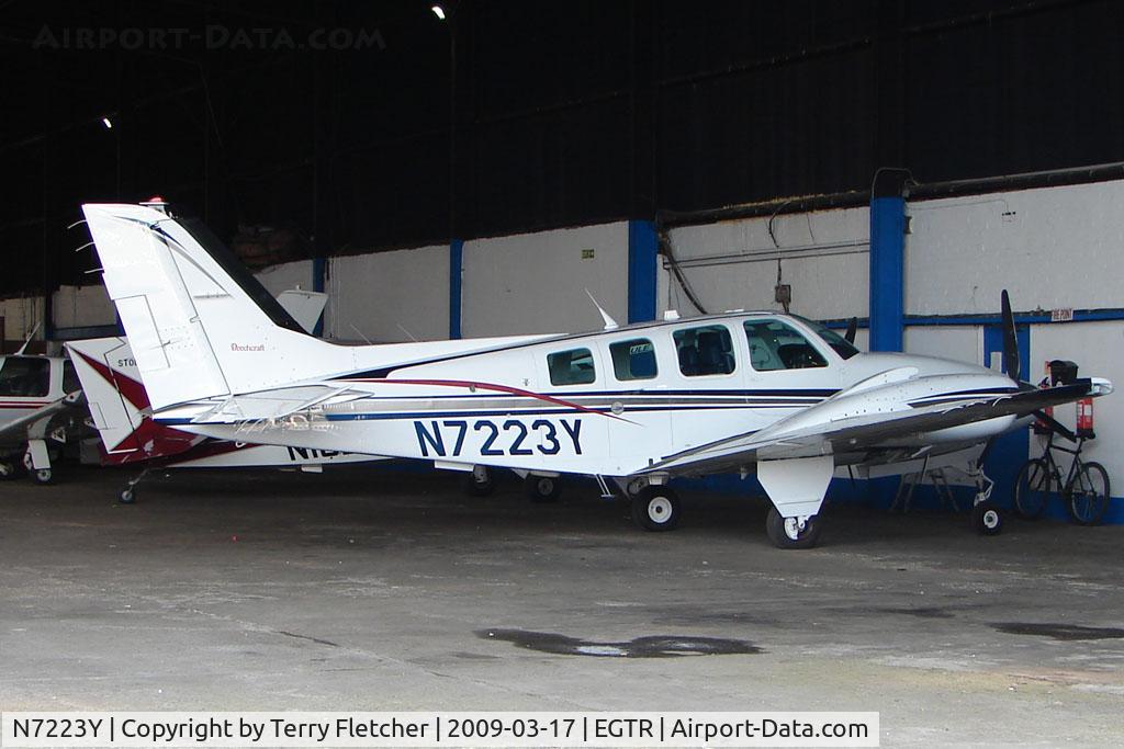 N7223Y, 1985 Beech 58 Baron C/N TH-1456, Beech 58 hangared at Elstree