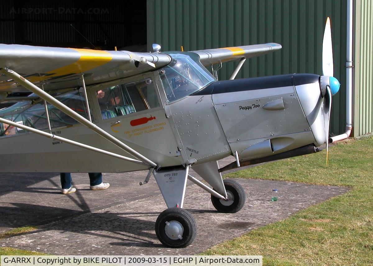 G-ARRX, 1946 Auster 6A Tugmaster C/N 2281, 'PEGGY TOO' BEING PRE-FLIGHTED BEFORE DEPARTING FOR TURWESTON
