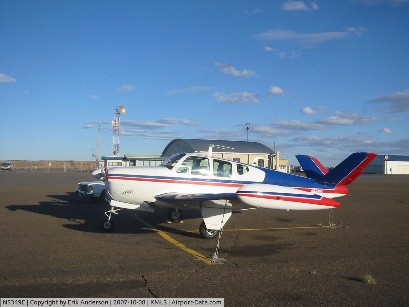N5349E, 1959 Beech K35 Bonanza C/N D-5831, landing in big sky country