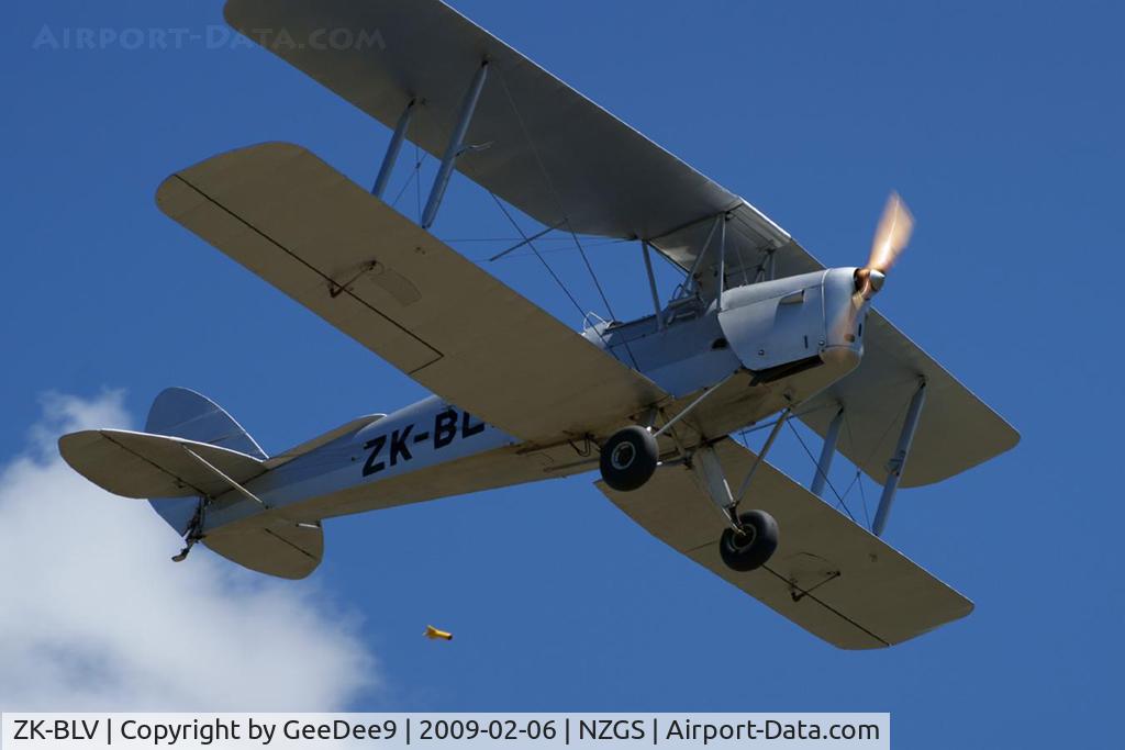 ZK-BLV, De Havilland DH-82A Tiger Moth II C/N 85071, Bombing run during weekend fly-in