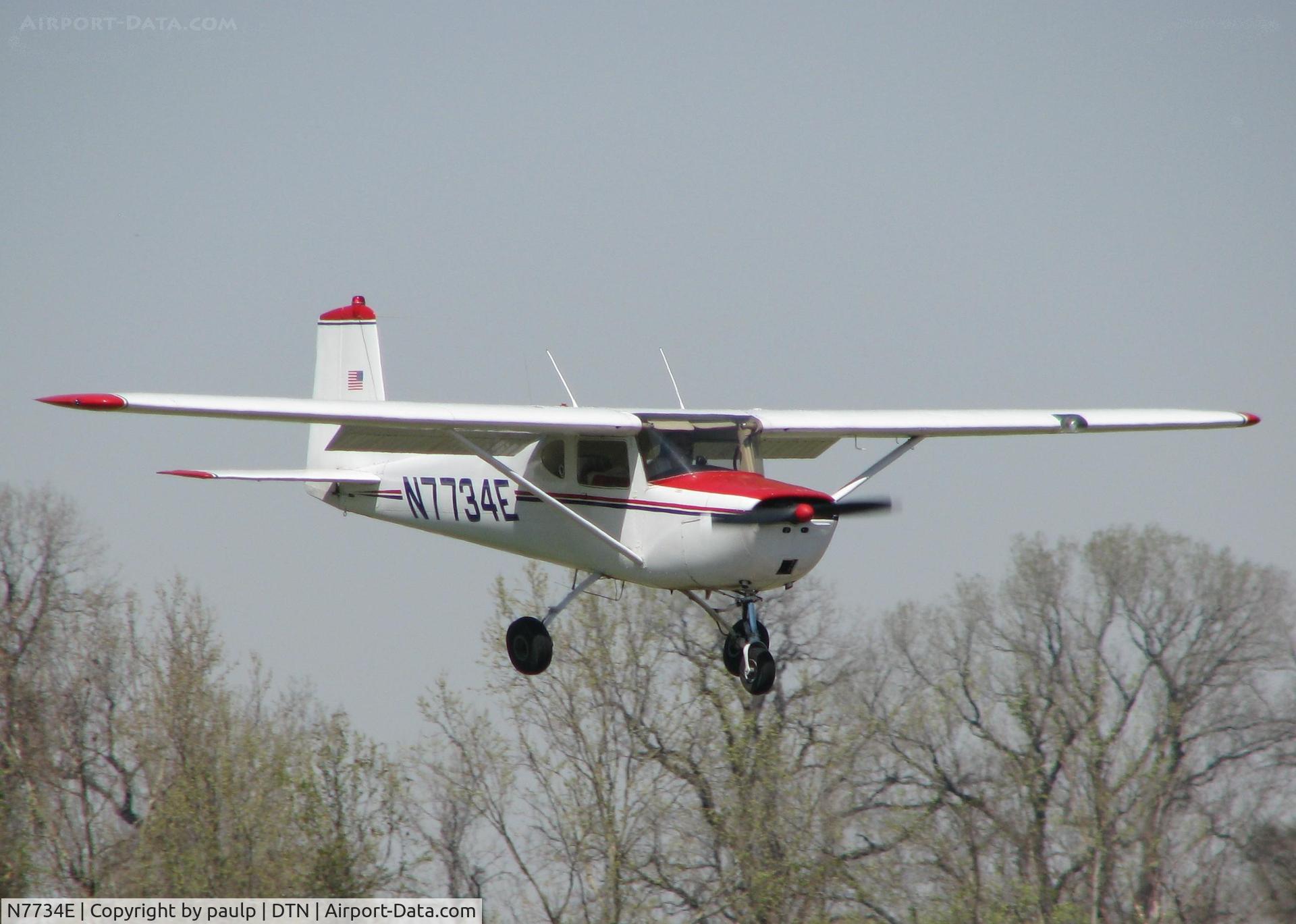 N7734E, 1959 Cessna 150 C/N 17534, Landing on 14 at Downtown Shreveport.