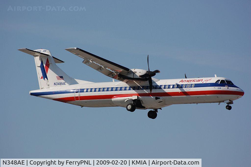 N348AE, 1993 ATR 72-212 C/N 349, clear blue skies in MIA today