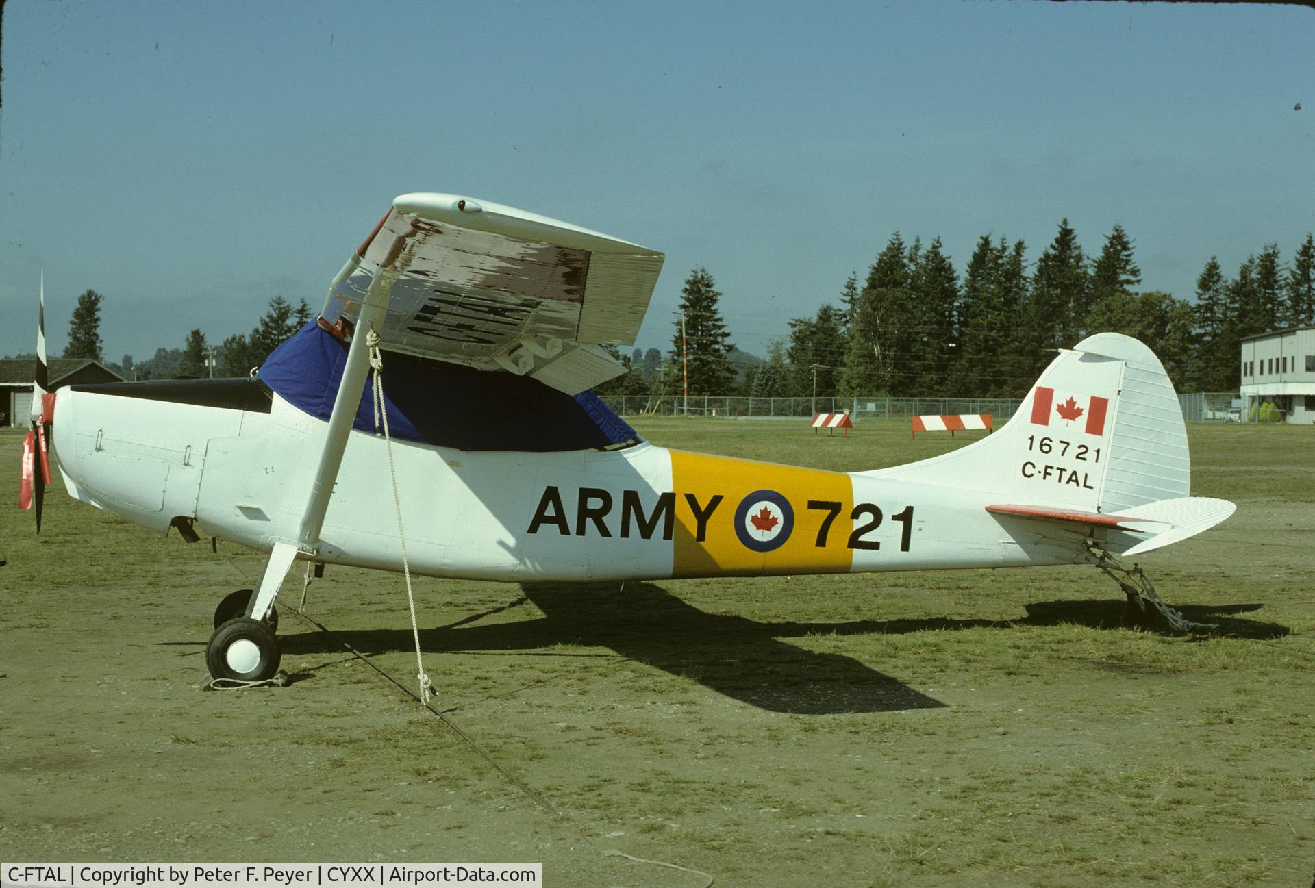 C-FTAL, 1956 Cessna L-19E Bird Dog Bird Dog C/N 24605, taken at Abbortsford, B.C. in August 1981