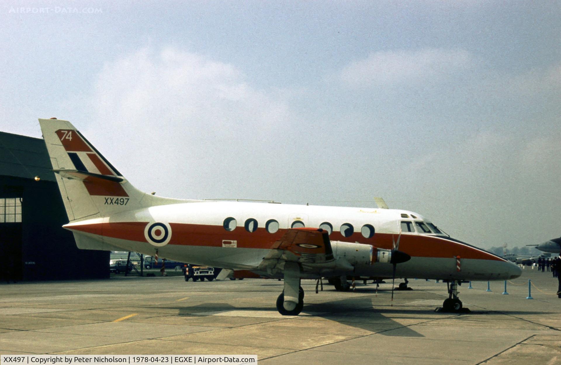 XX497, 1976 Scottish Aviation HP-137 Jetstream T.1 C/N 280, Jetstream T.1 of the Multi-Engine Training Squadron at the 1978 Leeming Open Day.