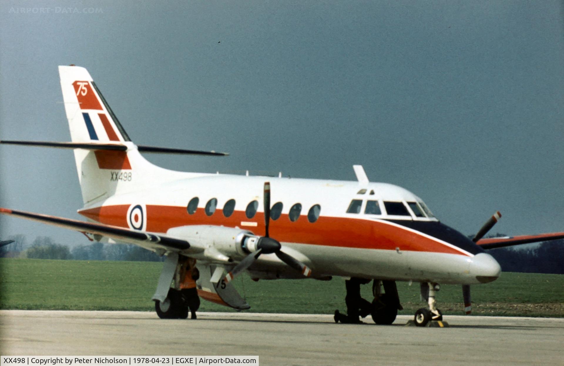 XX498, 1976 Scottish Aviation HP-137 Jetstream T.1 C/N 424, Jetstream T.1 of the Multi-Engine Training Squadron at the 1978 Leeming Open Day.