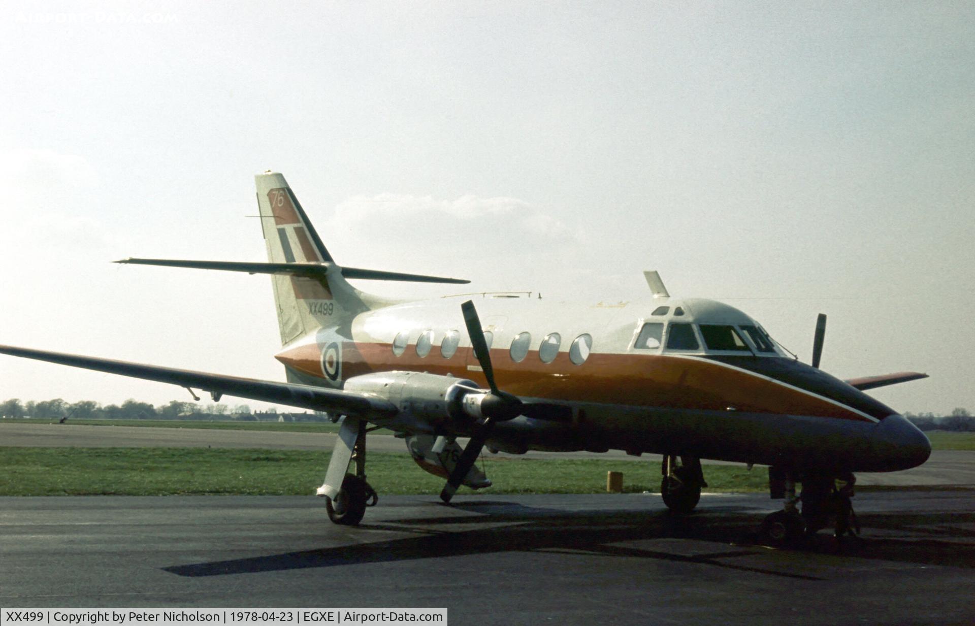 XX499, 1976 Scottish Aviation HP-137 Jetstream T.1 C/N 425, Jetstream T.1 of the Multi-Engine Training Squadron at the 1978 Leeming Open Day.