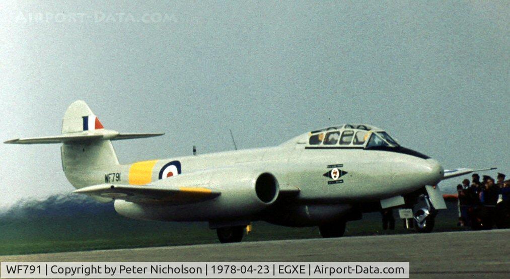 WF791, 1951 Gloster Meteor T.7 C/N 15658, Meteor T.7 of the Central Flying School's display team, the 