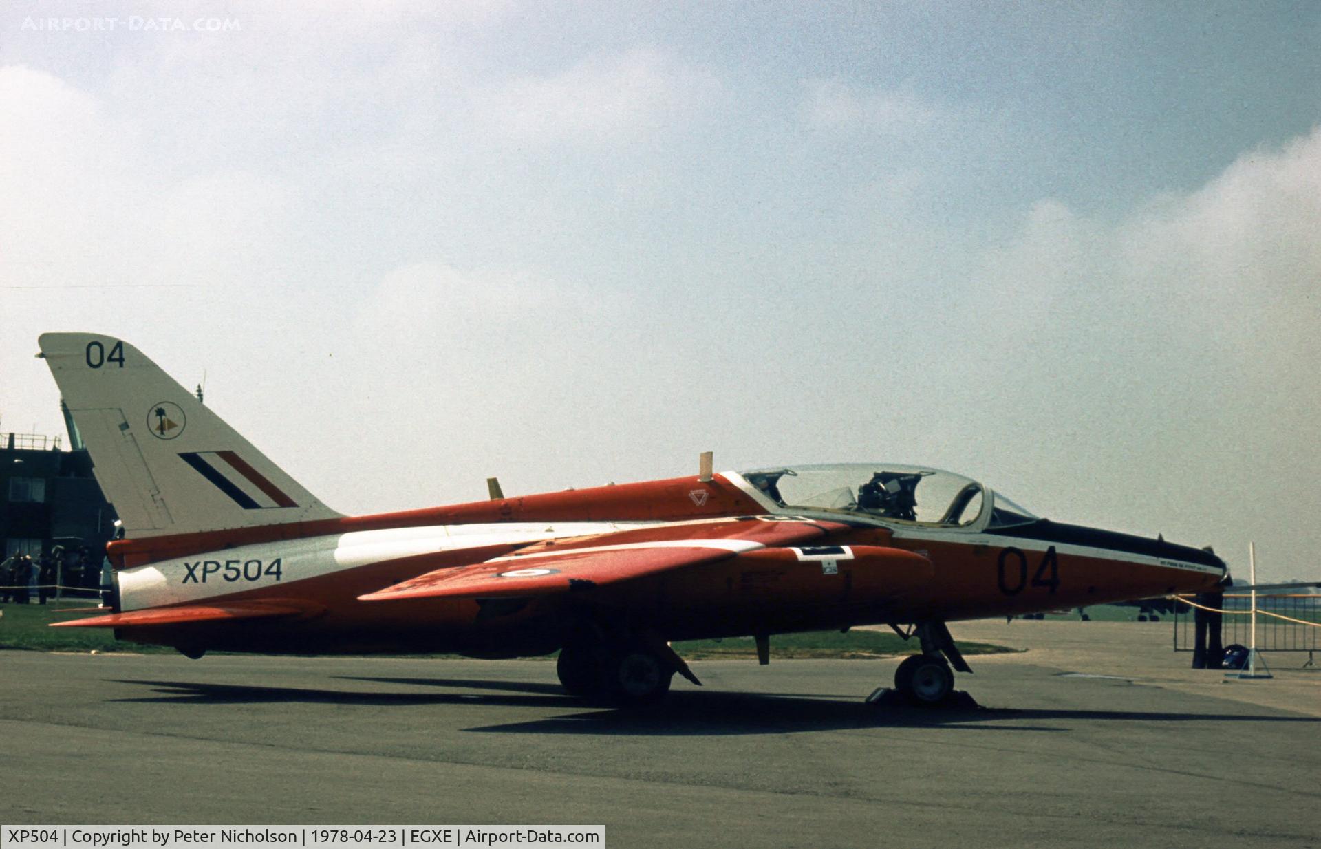 XP504, 1962 Folland Gnat T.1 C/N FL519, Another view of the Hawk T.1 of 4 Flying Training School in the static park of the 1978 Leeming Open Day.