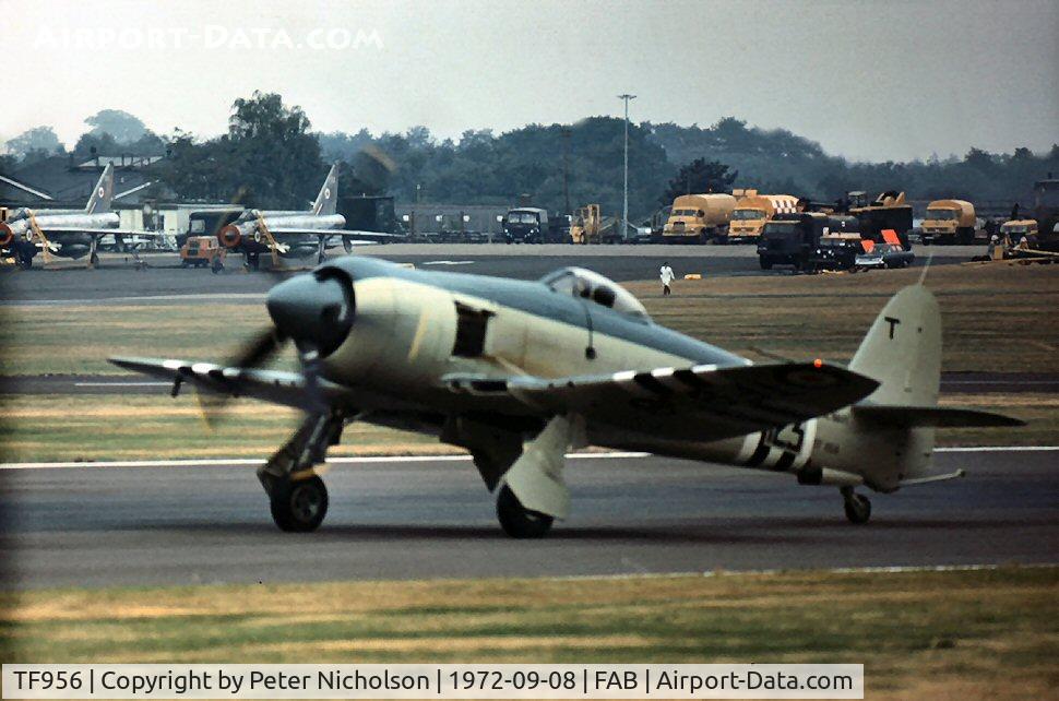 TF956, Hawker Sea Fury FB.11 C/N Not found TF956, Sea Fury FB.11 of the Royal Navy Historic Flight at the 1972 Farnborough Airshow.
