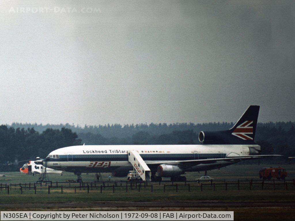 N305EA, 1972 Lockheed L.1011-193A TriStar C/N 1006, This TriStar was demonstrated at the 1972 Farnborough Airshow in British European Airways markings.