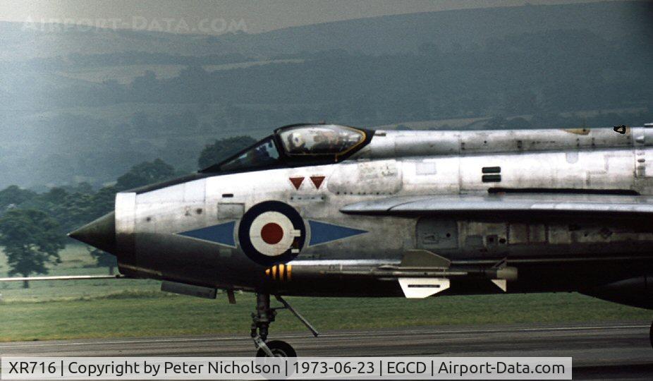 XR716, 1964 English Electric Lightning F.3 C/N 95199, Lightning F.3 of 226 Operational Conversion Unit displayed at the 1973 Woodford Airshow.