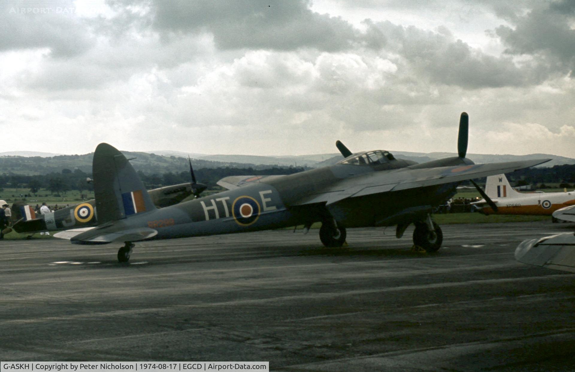 G-ASKH, 1965 De Havilland DH98 Mosquito T.3 C/N RR299, Mosquito T.3 operated by Rolls-Royce Ltd displayed at the 1974 Woodford Airshow.