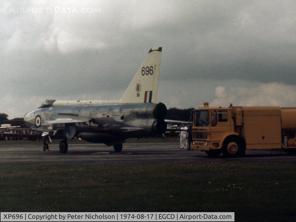 XP696, 1963 English Electric Lightning F.3 C/N 95120, Lightning F.3 of 226 Operational Conversion Unit displayed at the 1974 Woodford Airshow.