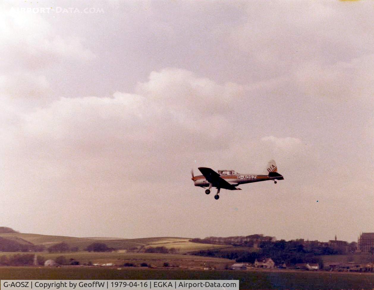 G-AOSZ, 1950 De Havilland DHC-1 Chipmunk 22A C/N C1/0080, DHC-1 Chipmunk G-AOSZ short finals Shoreham 1979