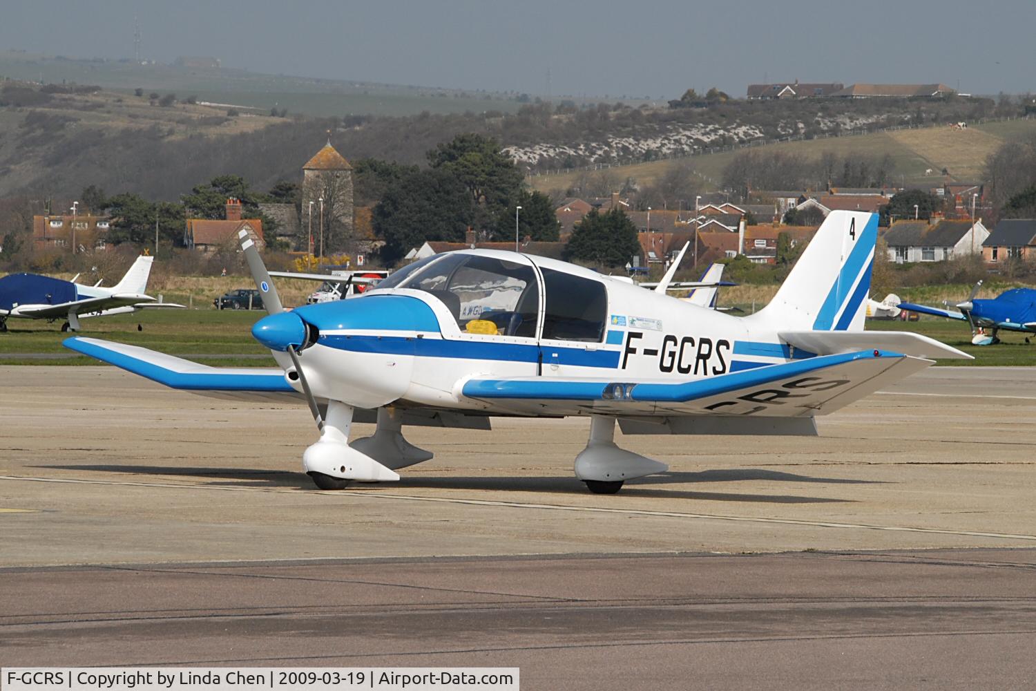 F-GCRS, Robin DR-400-120 C/N 1485, Parked on the visitor's terrace at Shoreham Airport UK