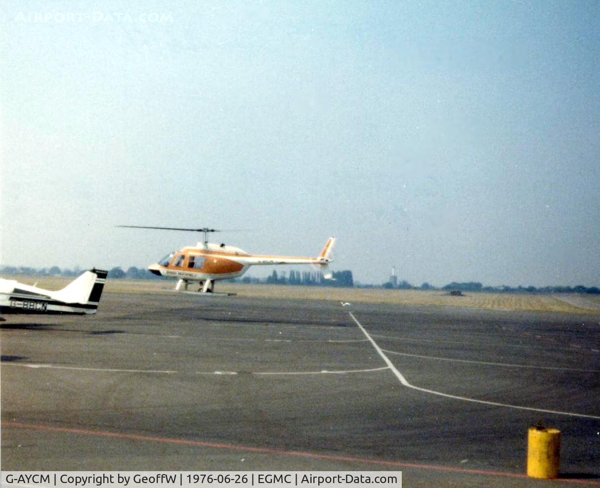 G-AYCM, 1970 Bell 206A JetRanger C/N 529, Bell Jetranger G-AYCM departs Southend 26.06.1976
