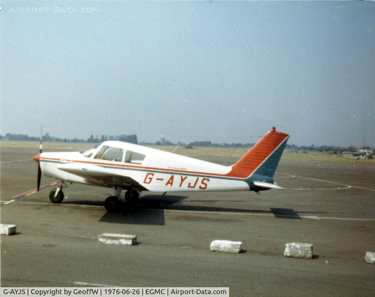 G-AYJS, 1970 Piper PA-28-140 Cherokee C/N 28-26916, Resident Piper PA-28-140 Cherokee G-AYJS on the Southend apron 26.06.1976