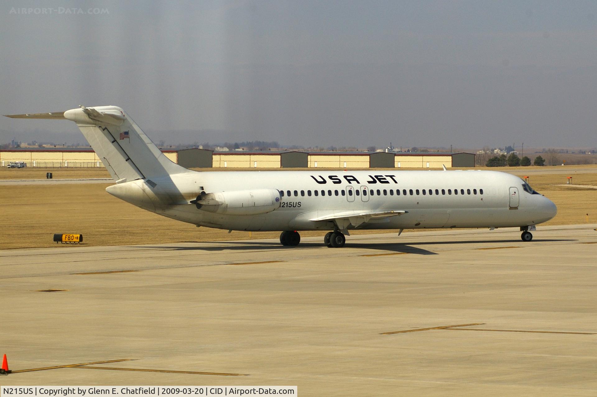 N215US, 1970 Douglas DC-9-32 C/N 47480, Taxiing to Landmark FBO, as seen from my office window.