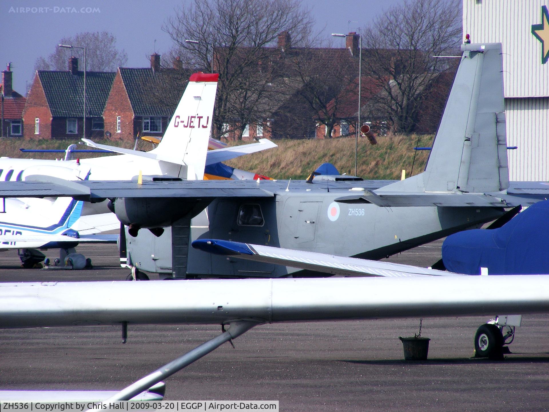 ZH536, 1990 Pilatus Britten-Norman BN-2T Islander CC2 C/N 2235, RAF Islander from RAF Northolt hiding among the GA at Liverpool Airport