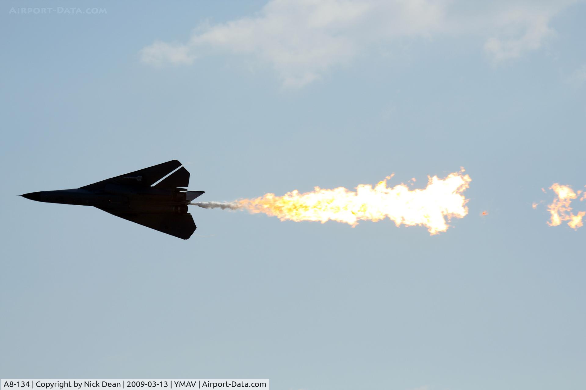 A8-134, 1968 General Dynamics RF-111C Aardvark C/N D1-10, YMAV (The F-111 dumpa and burn at the 2009 Avalon Airshow Victoria Australia)