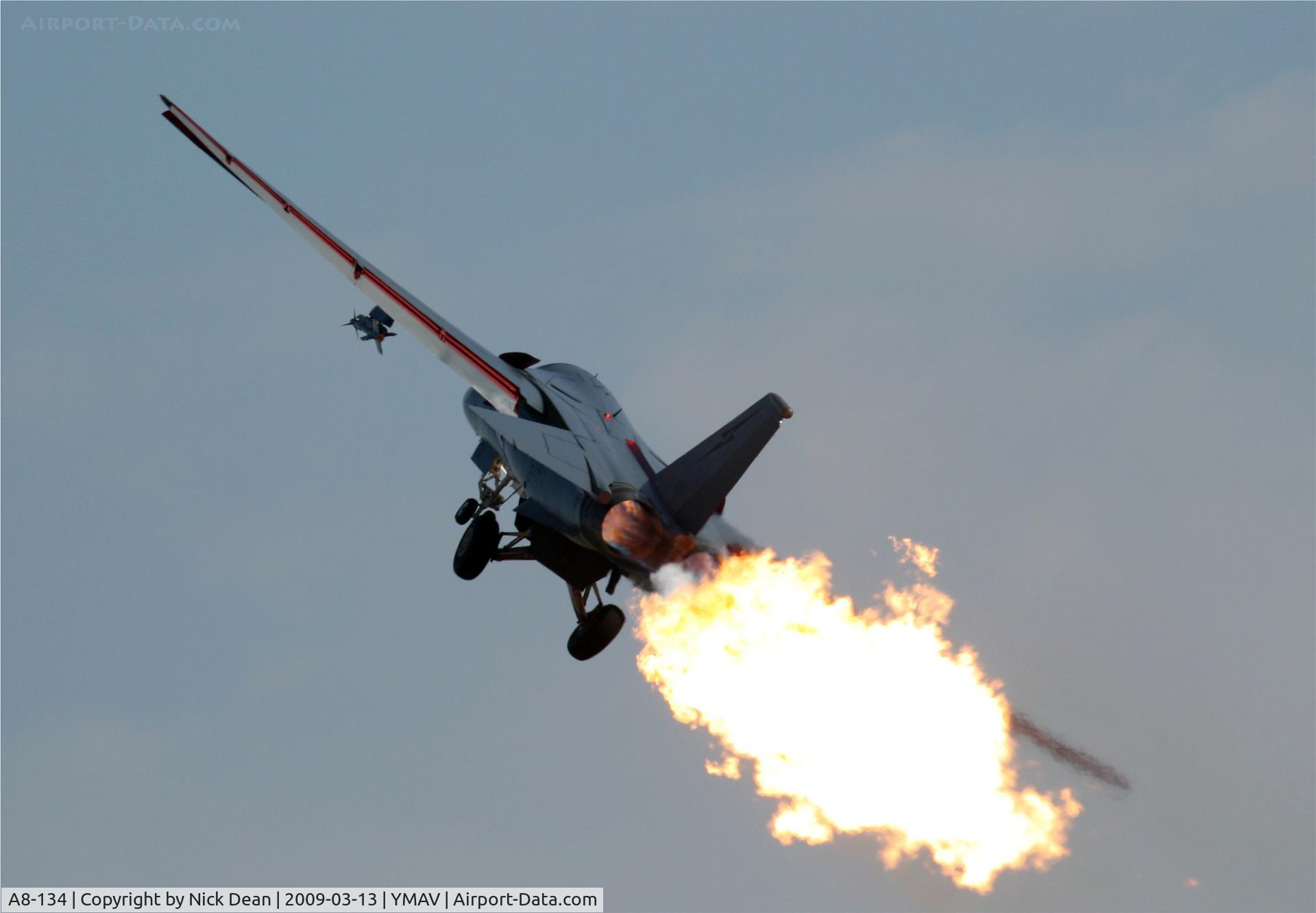 A8-134, 1968 General Dynamics RF-111C Aardvark C/N D1-10, YMAV (F-111 Dump and burn at the 2009 Avalon Airshow Victoria Australia)