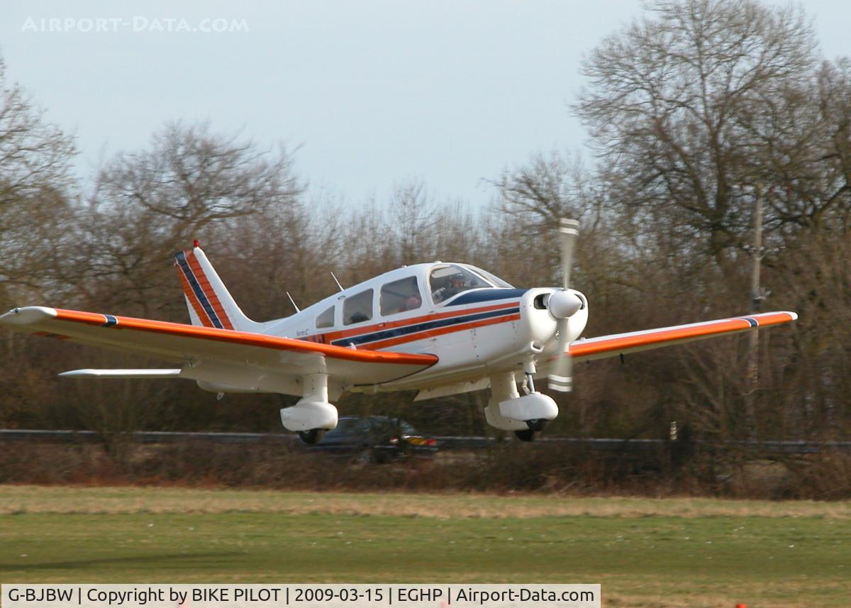 G-BJBW, 1981 Piper PA-28-161 Cherokee Warrior II C/N 28-8116280, ABOUT TO TOUCH DOWN ON 26, THIS A/C WAS VERY BUSY DURING THE DAY MAKING A NUMBER OF FLIGHTS