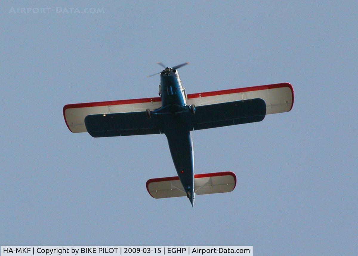 HA-MKF, 1985 Antonov An-2TP C/N 1G233-43, OVER HEAD THE AIRFIELD DURING ONE OF IT'S TWO FLIGHTS OF THE DAY