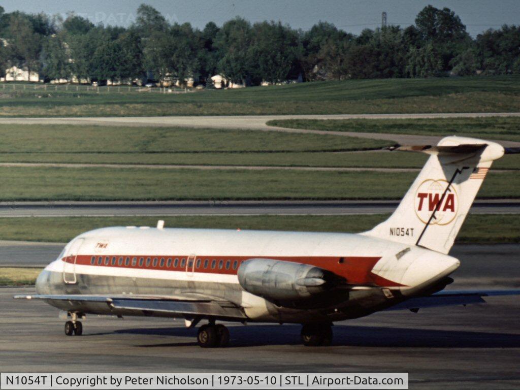 N1054T, 1966 Douglas DC-9-14 C/N 45735, This aircraft served with Trans-World Airlines as seen at St. Louis in the Summer of 1973.