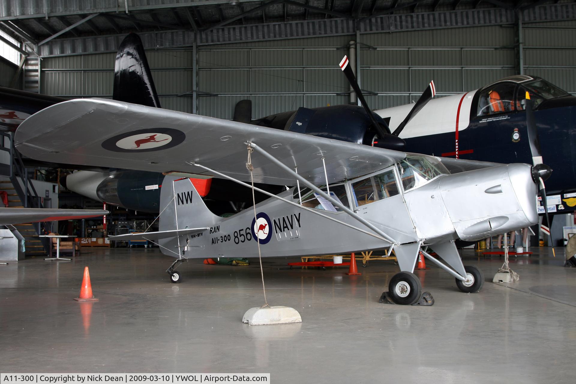 A11-300, Auster J-5G Cirrus Autocar C/N 3059, YWOL (Taken in the HARS hangar at Wollongong)