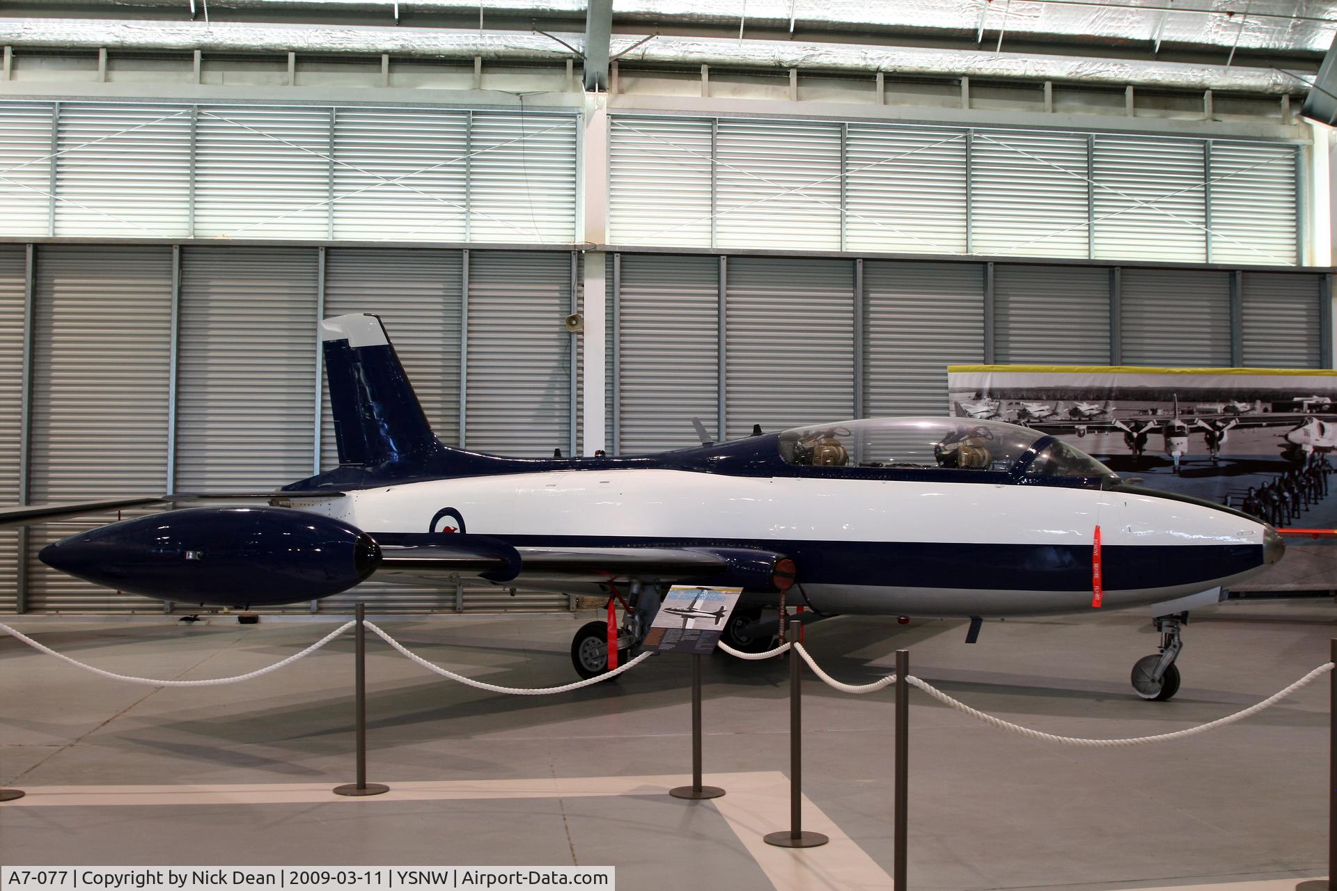A7-077, Aermacchi MB-326H C/N CA30-77, YSNW (RAN Fleet Air Arm Museum HMAS Albatross Nowra NSW, very well a worth a visit to this well laid out museum)
