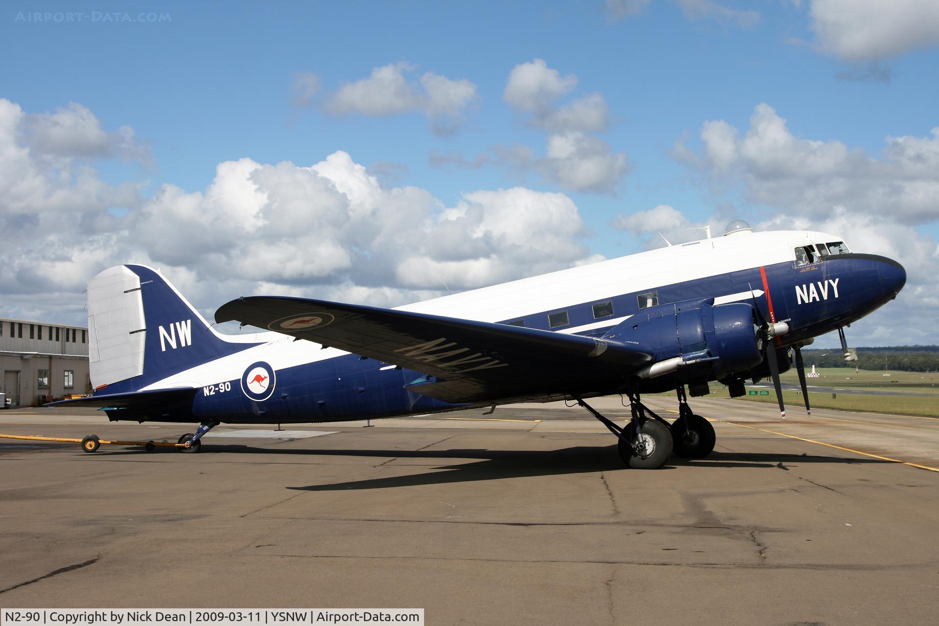 N2-90, 1944 Douglas C-47B-30-DK C/N 16135/32883, YSNW (HRH Queen Elizabeth II used this aircraft on a tour of Australia in the 1950's) Civil reg of this frame is VH-NVZ