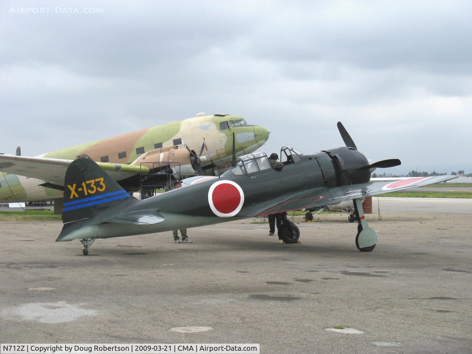 N712Z, 1942 Mitsubishi A6M3 Reisen (Zero) C/N 3869, 1942 Mitsubishi A6M-3 ZERO-SEN 'Zeke' model 22, P&W R-1830 for original Nakajima NK1F Sakae 21 of 1,130 Hp, Chino mission aborted-return to base