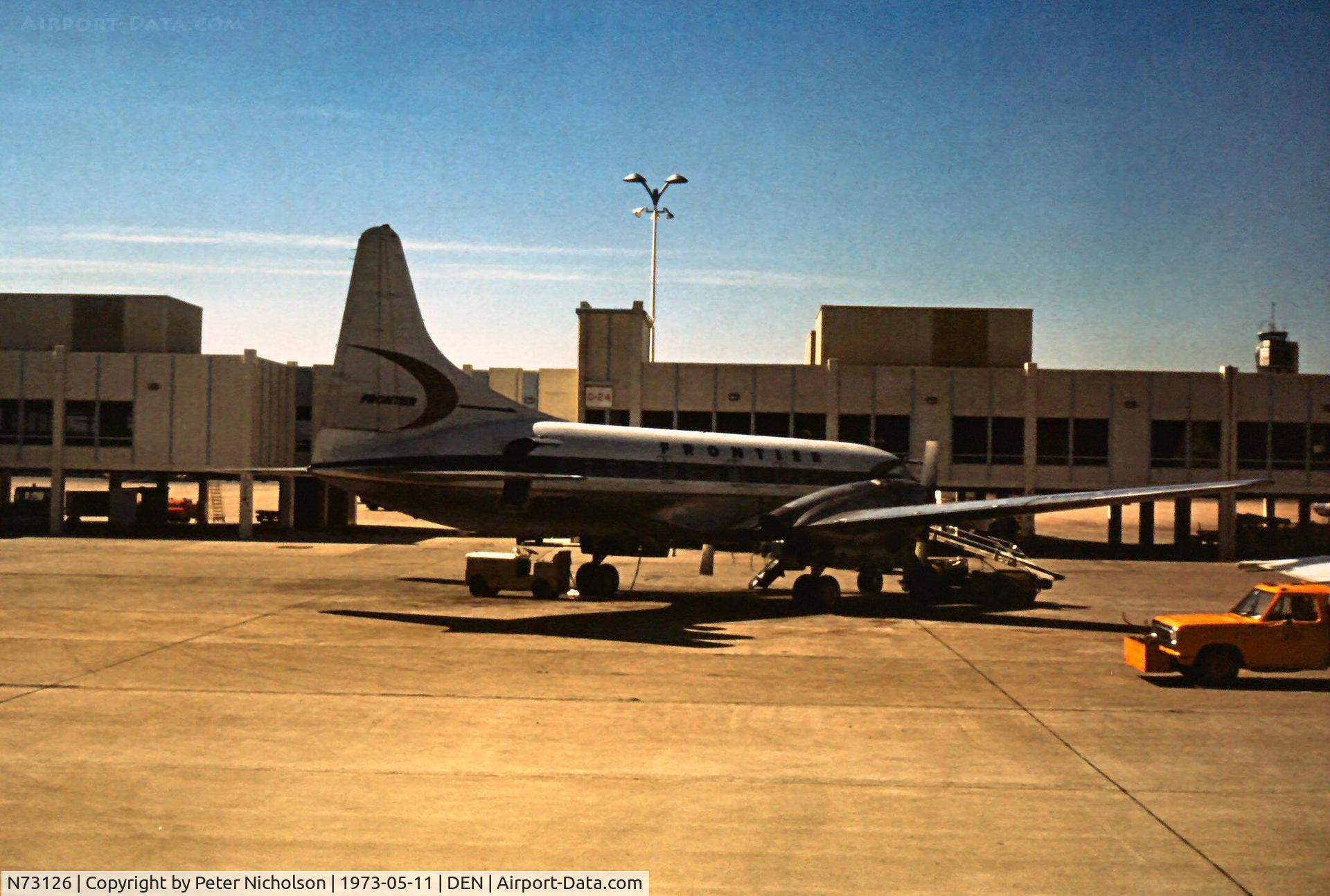 N73126, 1953 Convair 580 C/N 53, Operated as a Convair 580 by Frontier Airlines in the Summer of 1973.