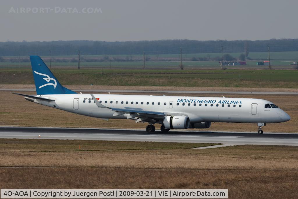4O-AOA, 2008 Embraer 195LR (ERJ-190-200LR) C/N 19000180, Montenegro Airlines Embraer ERJ-195