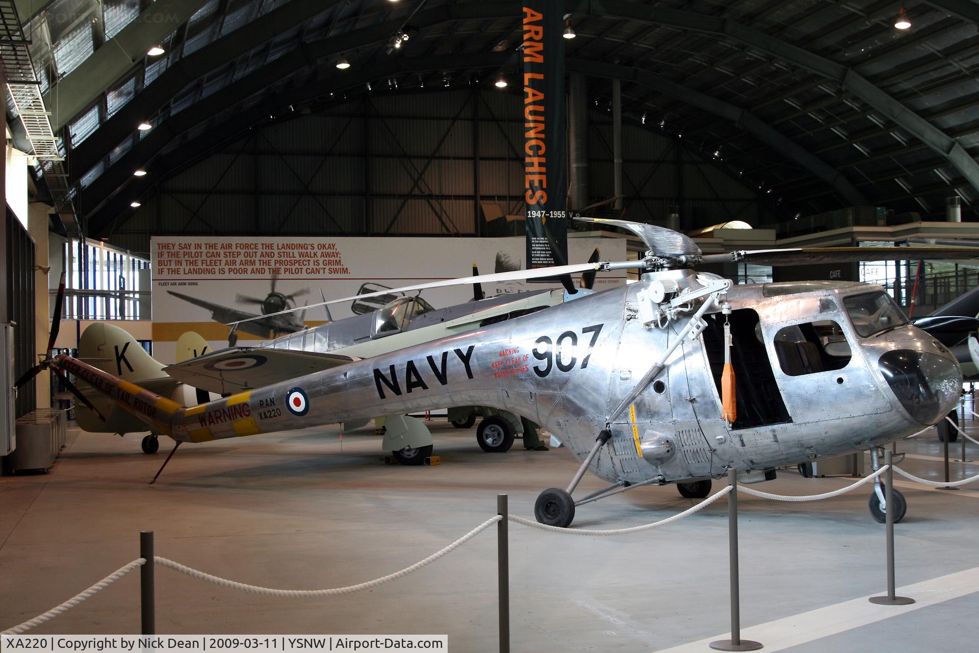 XA220, 1952 Bristol 171 Sycamore HR.50 C/N 13064, YSNW (RAN Fleet Air Arm Museum)
