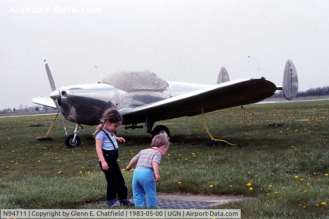 N94711, 1947 Erco 415D Ercoupe C/N 4822, Scouting the airport prior to working a temporary tower.  Those are my kids, of course.