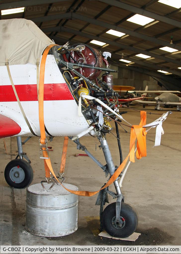 G-CBOZ, 1981 Bacau Yak-52 C/N 811308, Awaiting engine.