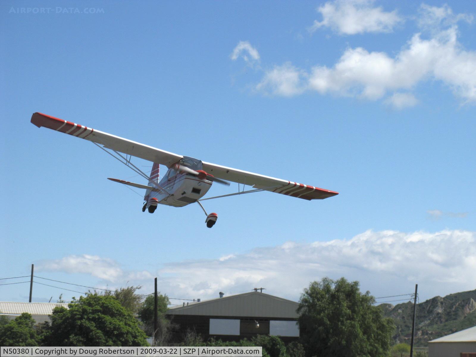 N50380, 1979 Bellanca 7ECA Citabria Citabria C/N 1291-79, 1979 Bellanca 7ECA CITABRIA, Lycoming O-235 115 Hp, on final for Rwy 22 in crosswind