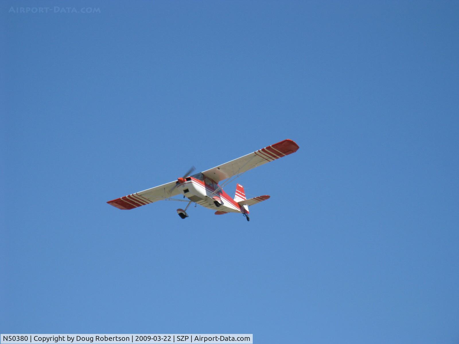 N50380, 1979 Bellanca 7ECA Citabria Citabria C/N 1291-79, 1979 Bellanca 7ECA CITABRIA, Lycoming O-235 115 Hp, on final for Rwy 22 in crosswind