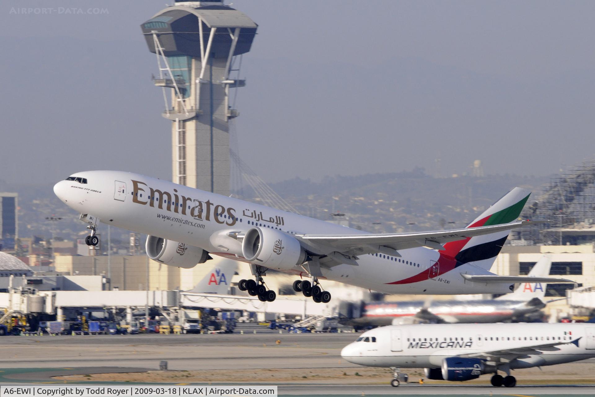 A6-EWI, 2008 Boeing 777-21H/LR C/N 35589, Departing LAX on 25R