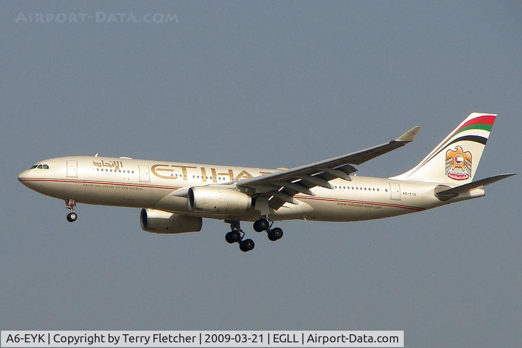 A6-EYK, 2006 Airbus A330-243 C/N 788, Ethiad A330 at Heathrow