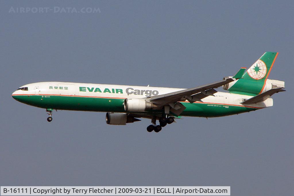 B-16111, 1998 McDonnell Douglas MD-11F C/N 48787, Eva Cargo MD11 on approach to Heathrow