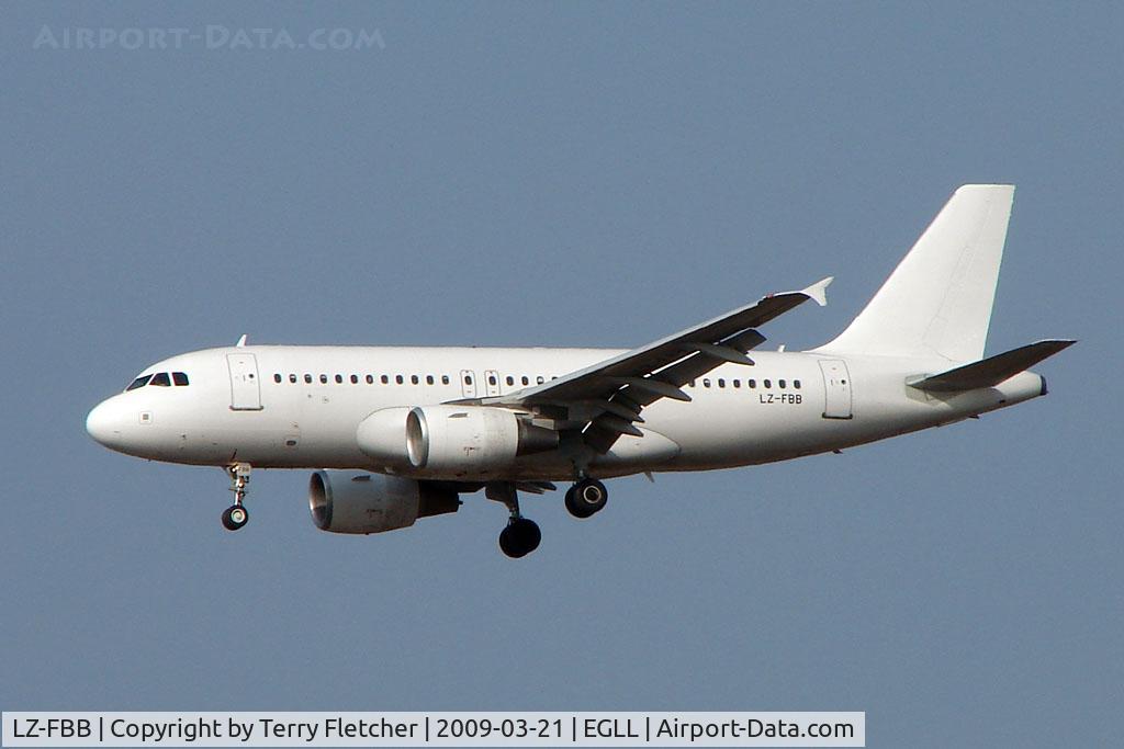LZ-FBB, 2007 Airbus A319-112 C/N 3309, Bulgaria Air A319 in all white scheme at Heathrow