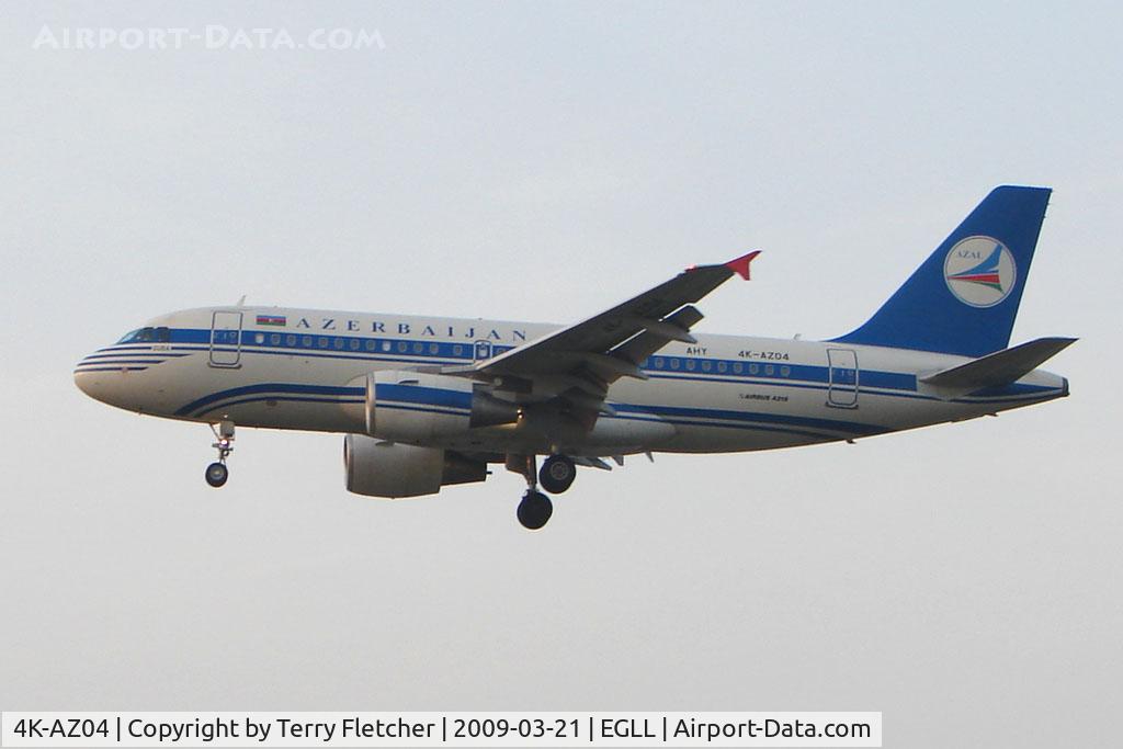 4K-AZ04, 2005 Airbus A319-111 C/N 2588, Azerbijdan Airlines A319 at Heathrow