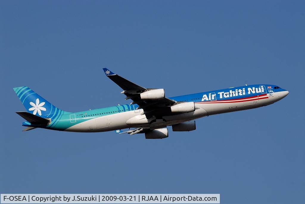 F-OSEA, 2001 Airbus A340-313 C/N 438, R/W16R take off!