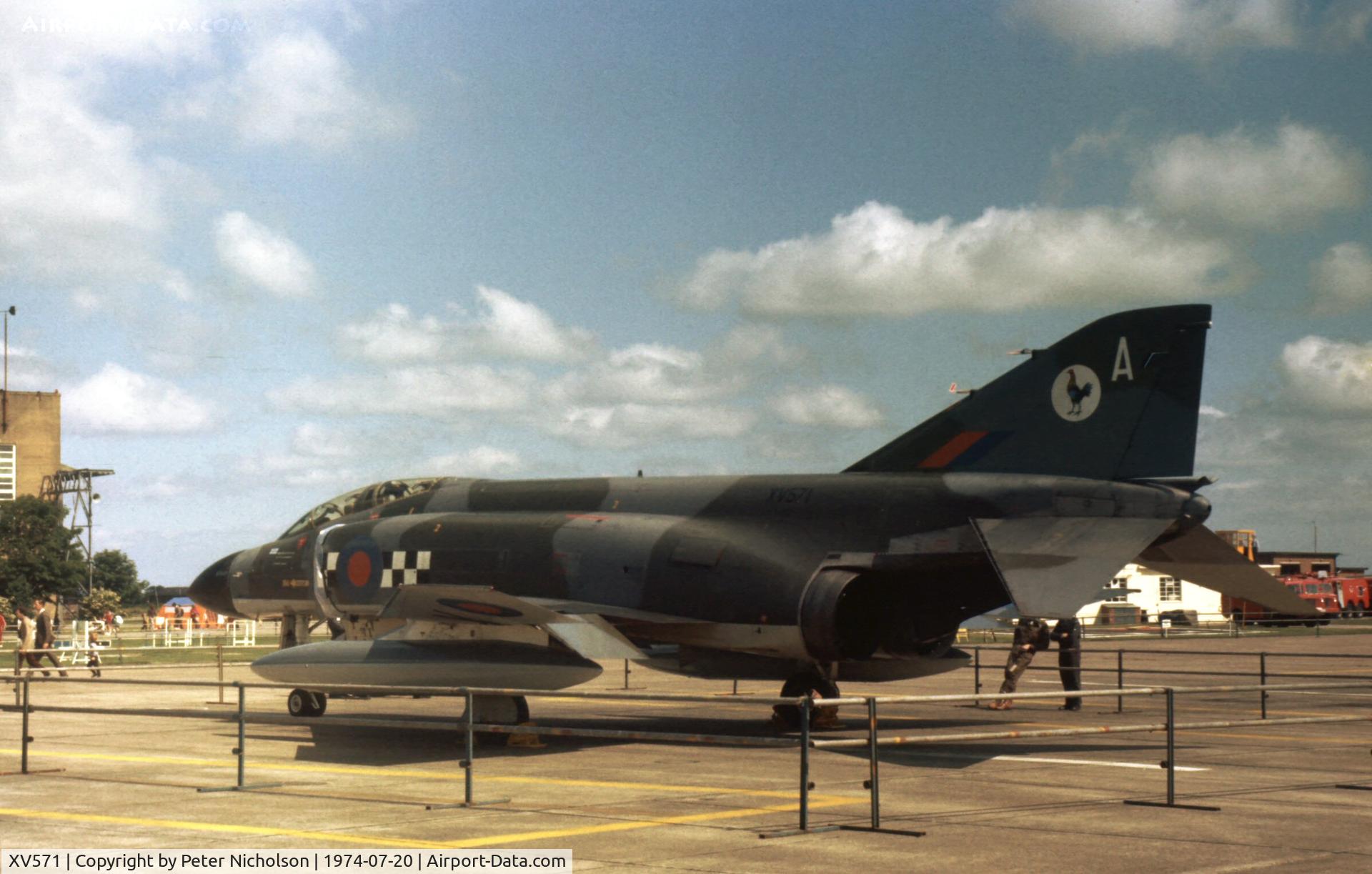 XV571, 1968 McDonnell Douglas Phantom FG1 C/N 9325/3020, Phantom FG.1 of 43 Squadron in the static park of the 1974 RAF Leconfield Airshow.