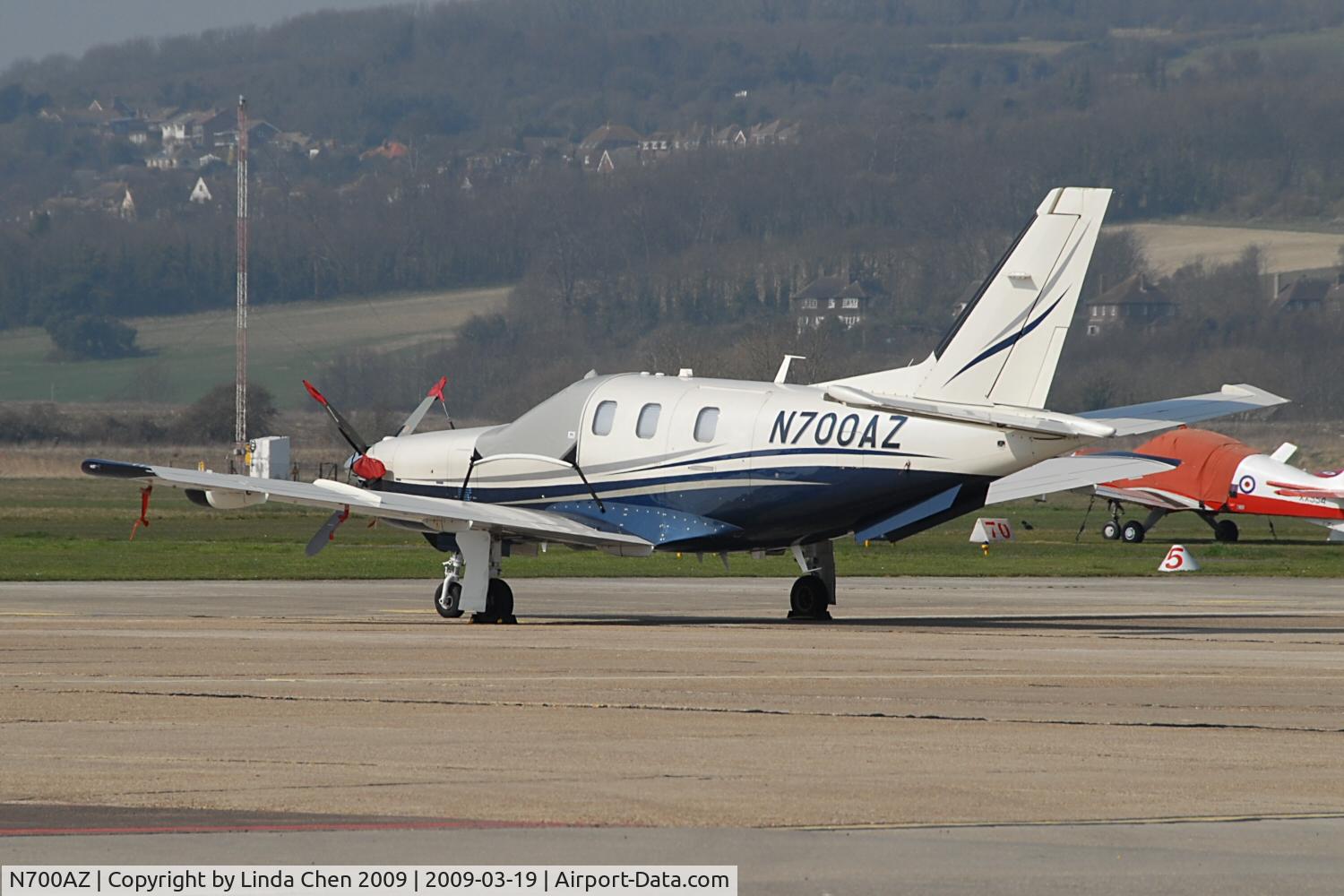 N700AZ, 2003 Socata TBM-700 C/N 254, Parked on the ramp at Shoreham UK